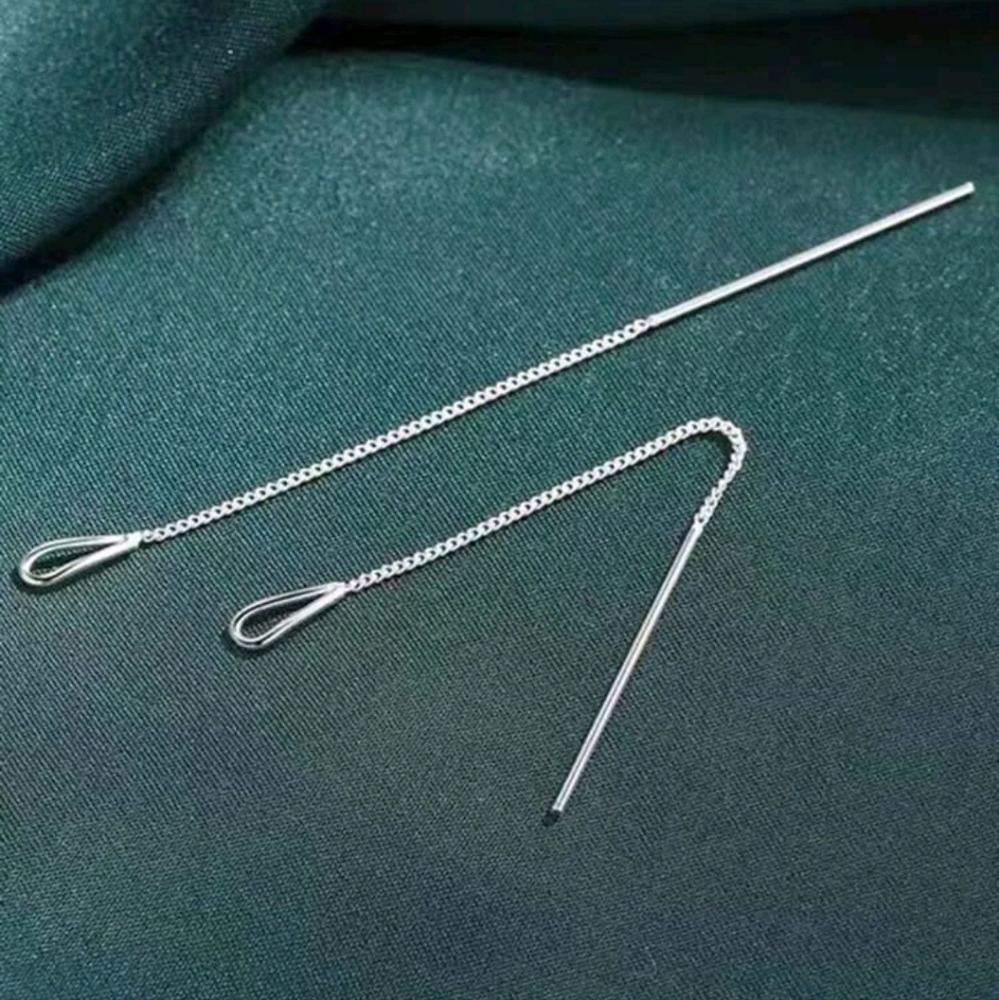💥LAST PAIR💥 Looped Silver Threader Earrings - Picture 2 of 2